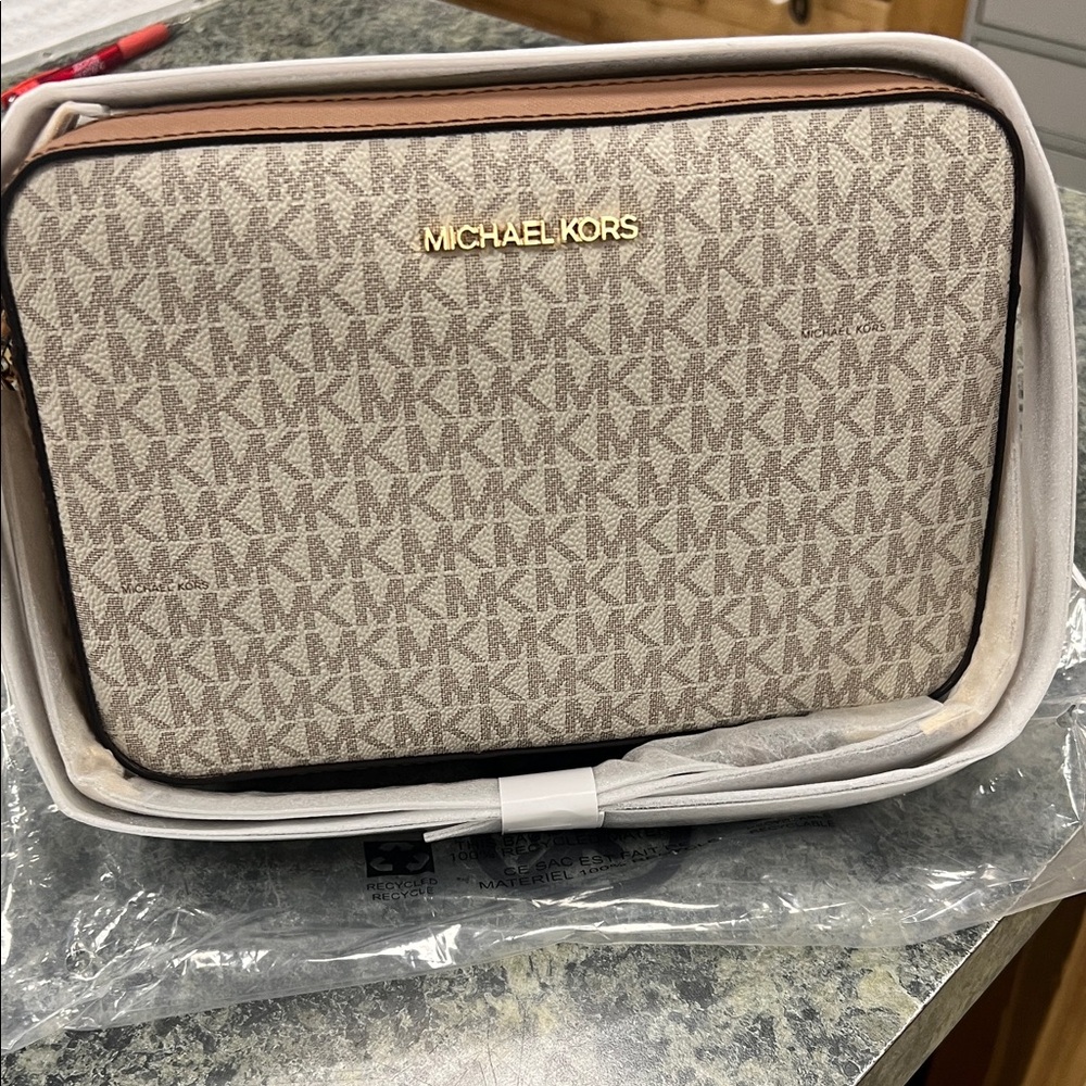 Michael Kors Tan and Brown Signature Crossbody